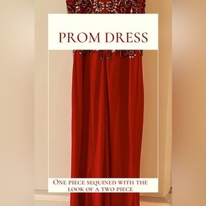 Classy sequined Red Prom Dress